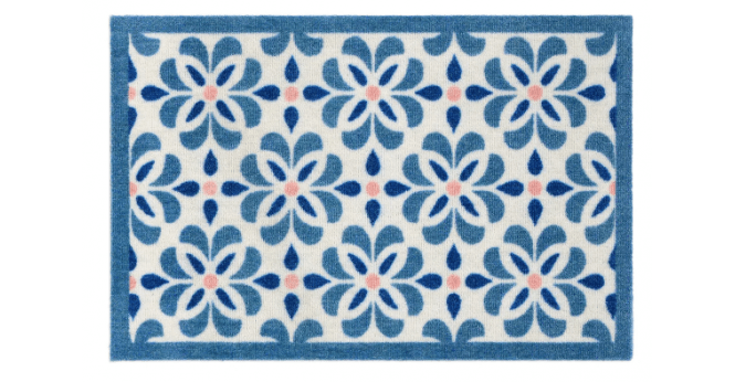 My Mat Dip & Drip Nylon Printed Bathroom Geo Blue Tile