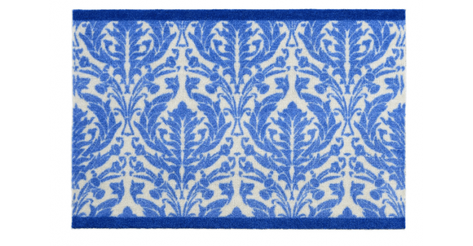 My Mat Dip & Drip Nylon Printed Bathroom Royal Blue Damask