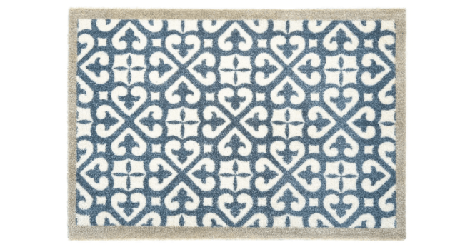 My Mat  Nylon Indoor Pattern My Harlequin Tile Blue Runner