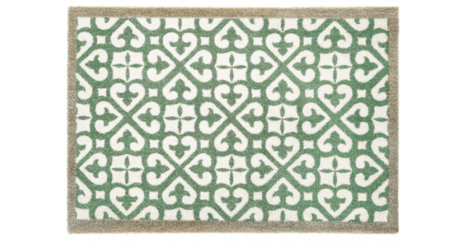 My Mat  Nylon Indoor Pattern My Harlequin Tile Green Runner