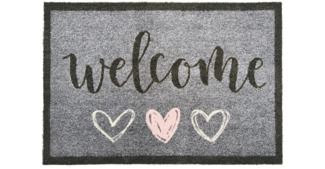 My Mat  Nylon Indoor Pattern My Welcome Hearts Runner