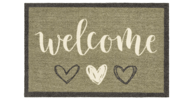 My Mat  Nylon Indoor Pattern My Welcome Hearts Sage Runner