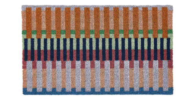 My Mat  Printed Coir Bright Broken Stripe 1