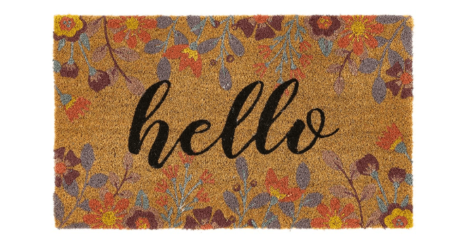My Mat  Printed Coir Floral Hello Doormat