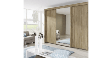 Rauch Imperial 2.5m Sliding Centre Mirrored Door Wardrobe Sonoma Oak