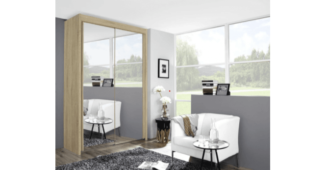 Rauch  Imperial 2m Sliding Mirrored Door Wardrobe Sonoma Oak