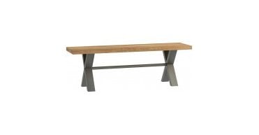 Salford 140cm Bench with Oak top wih Cross Steel legs