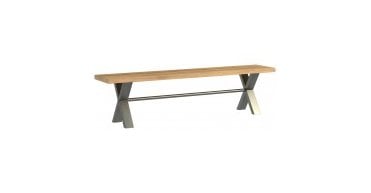 Salford 180cm Bench with Oak top wih Cross Steel legs
