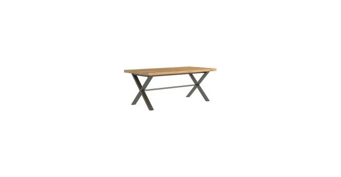 Salford Large Oak and Brushed Steel Cross Legged Dining Table