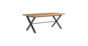 Salford Large Oak and Brushed Steel Cross Legged Dining Table