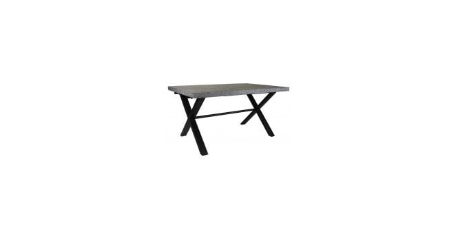 Salford Large Stone effect and Brushed Steel Cross Legged Dining Table