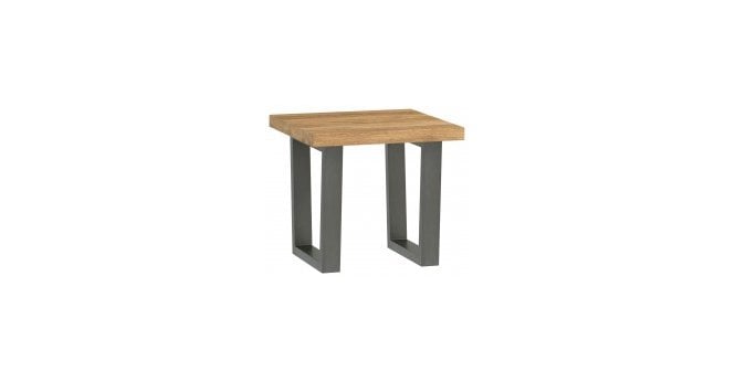 Salford Oak Lamp Table with Brushed Steel legs