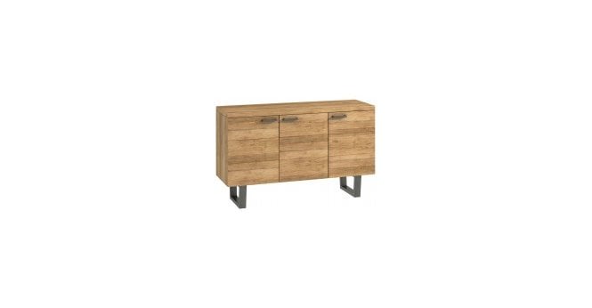 Salford Oak Large Sideboard with Brushed Steel legs