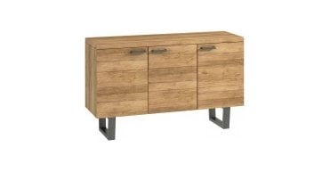 Salford Oak Large Sideboard with Brushed Steel legs