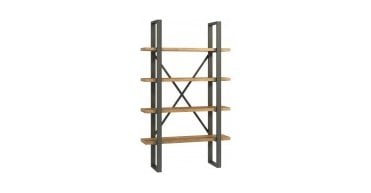 Salford Oak Shelf Unit with Brushed Steel legs