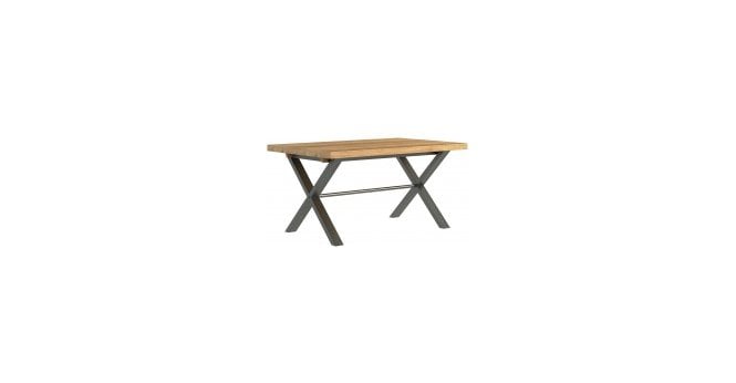 Salford Small Oak and Brushed Steel Cross Legged Dining Table
