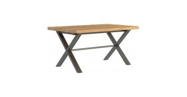 Salford Small Oak and Brushed Steel Cross Legged Dining Table