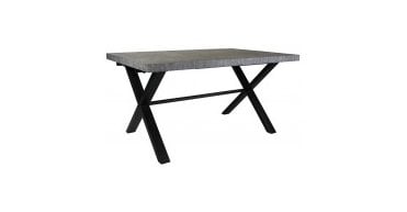 Salford Small Stone effect and Brushed Steel Cross Legged Dining Table