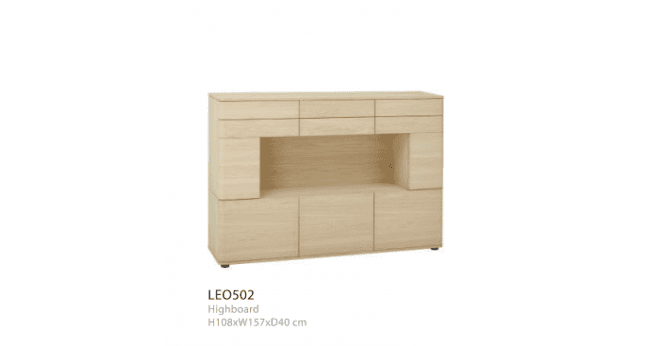 TCH  Leone HIghboard with Glass Door in Light Mist Oak