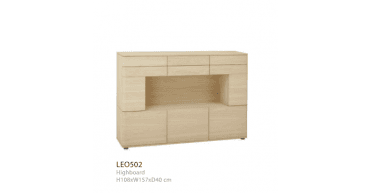 TCH Leone HIghboard with Glass Door in Light Mist Oak