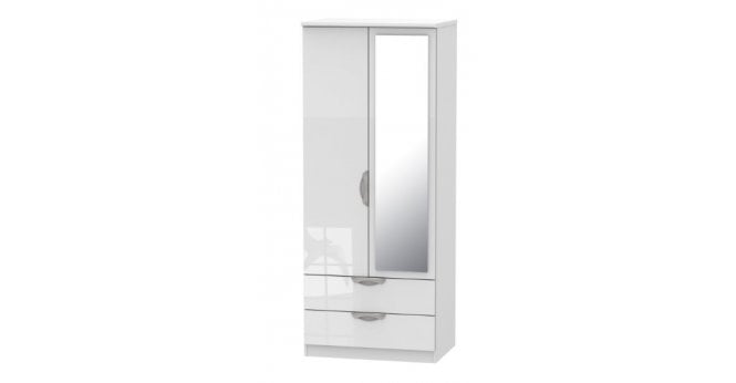Welcome Camden 2ft6in 2 Drawer Mirror Wardrobe