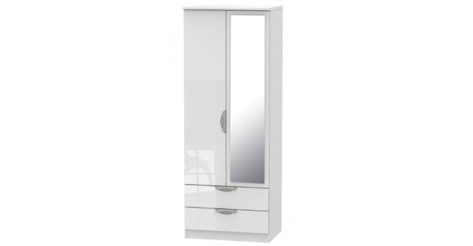 Welcome Camden Tall 2ft6in 2 Drawer Mirror Wardrobe