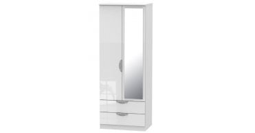Camden Tall 2ft6in 2 Drawer Mirror Wardrobe