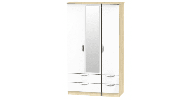 Welcome Camden Tall Triple 2 Drawer Mirror + Drawer Wardrobe