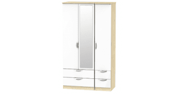 Camden Tall Triple 2 Drawer Mirror + Drawer Wardrobe