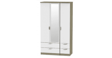 Camden Tall Triple 2 Drawer Mirror + Drawer Wardrobe