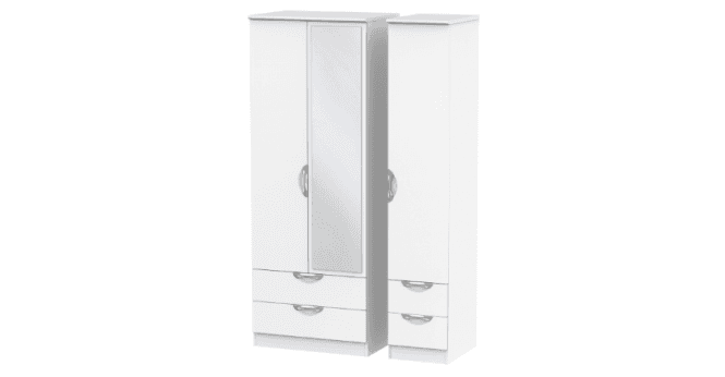 Welcome Camden Tall Triple 2 Drawer Mirror + Drawer Wardrobe