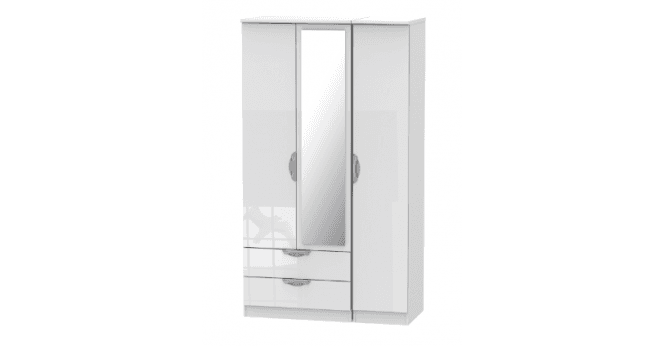 Welcome Camden Tall Triple 2 Drawer Mirror Wardrobe
