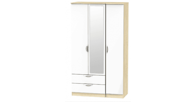 Welcome Camden Tall Triple 2 Drawer Mirror Wardrobe