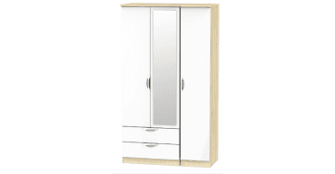 Camden Tall Triple 2 Drawer Mirror Wardrobe