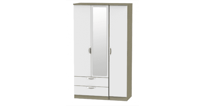 Welcome Camden Tall Triple 2 Drawer Mirror Wardrobe