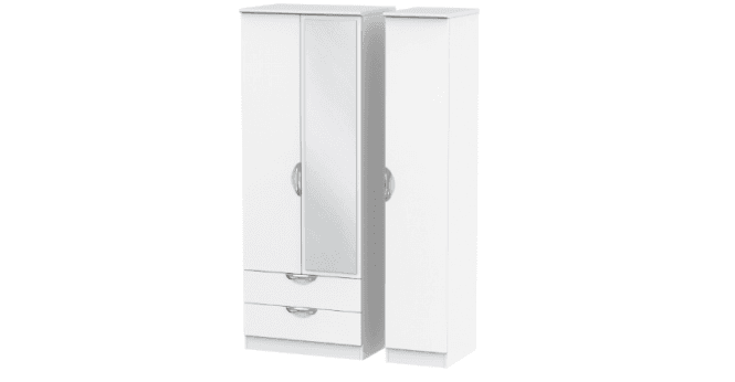 Welcome Camden Tall Triple 2 Drawer Mirror Wardrobe