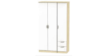 Camden  Tall Triple Plain + Drawer Wardrobe