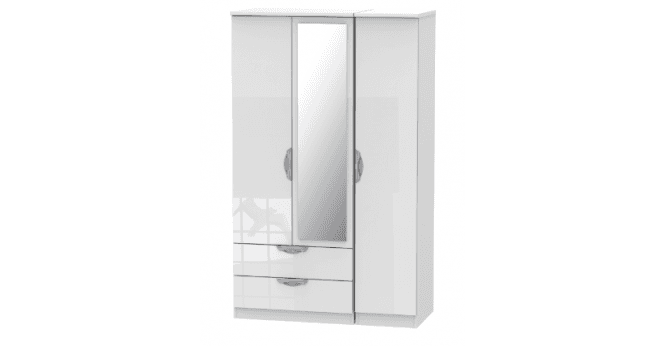 Welcome Camden Triple 2 Drawer Mirror Wardrobe