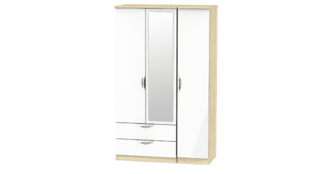 Welcome Camden Triple 2 Drawer Mirror Wardrobe