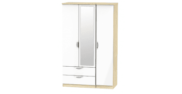 Camden Triple 2 Drawer Mirror Wardrobe