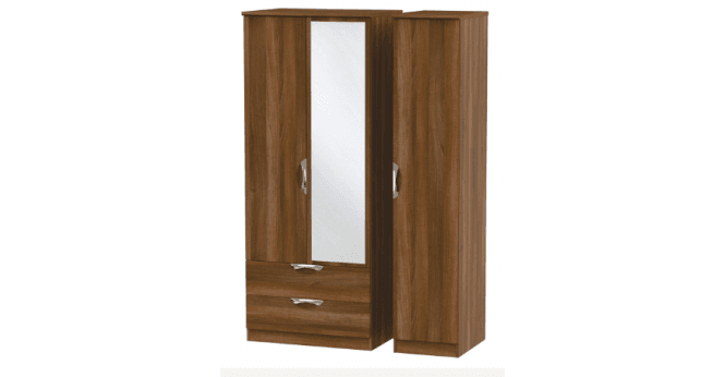 Welcome Camden Triple 2 Drawer Mirror Wardrobe