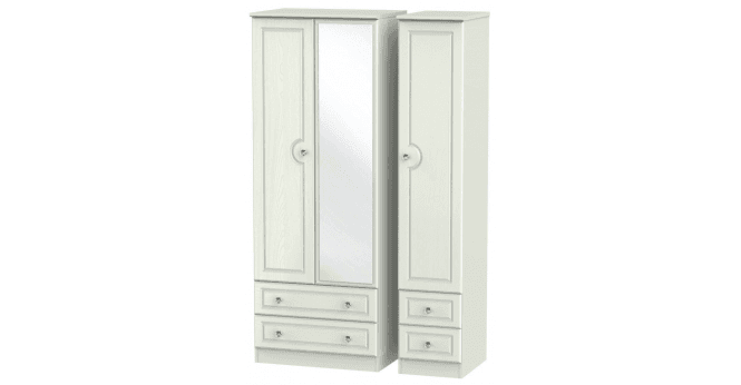 Welcome Crystal Tall Triple 2 Drawer Mirror + Drawer Wardrobe