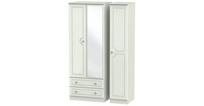 Welcome Crystal Tall Triple 2 Drawer Mirror Wardrobe