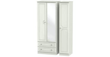 Crystal Tall Triple 2 Drawer Mirror Wardrobe