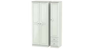 Crystal Tall Triple Plain + Drawer Wardrobe