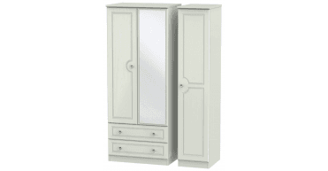 Crystal Triple 2 Drawer Mirror Wardrobe