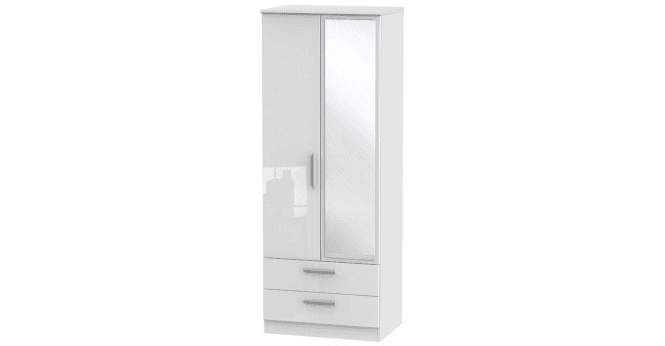 Welcome Knightsbridge 2ft6in 2 Drawer Mirror Wardrobe