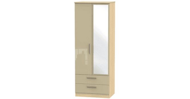 Welcome Knightsbridge 2ft6in 2 Drawer Mirror Wardrobe