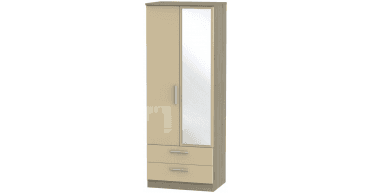 Knightsbridge Tall 2ft6in 2 Drawer Mirror Wardrobe