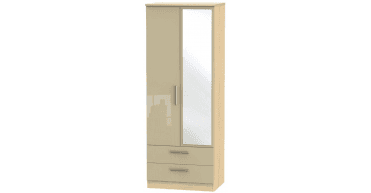 Knightsbridge Tall 2ft6in 2 Drawer Mirror Wardrobe